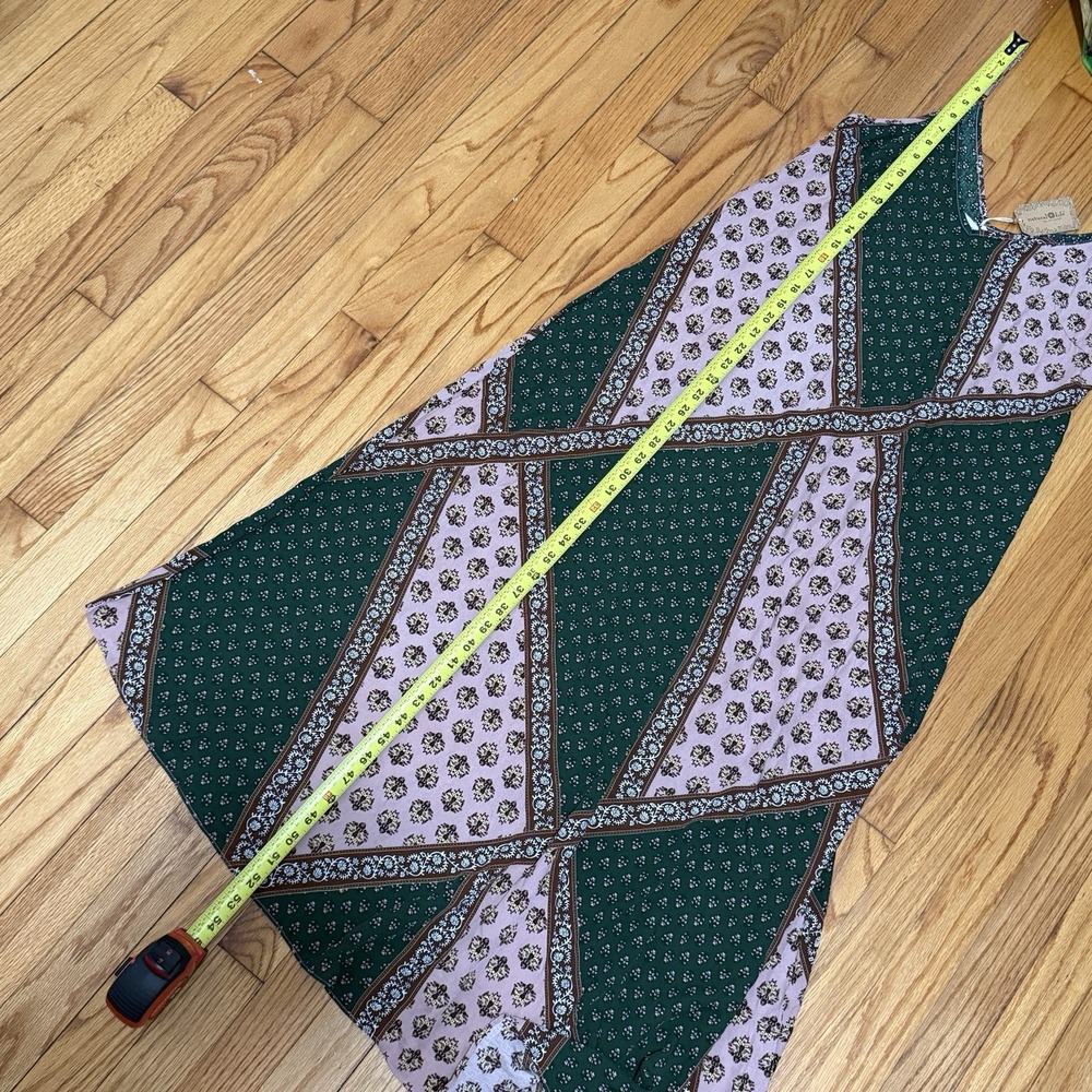 Natural Life NWT Gracie Green Pink Handkerchief Boho Maxi Dress Size Small - Picture 7 of 8